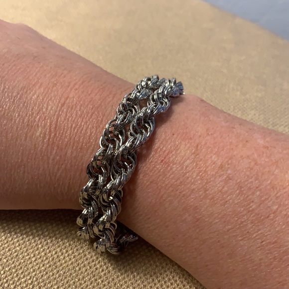 Monet double loop silver tone chain bracelet - Picture 5 of 9